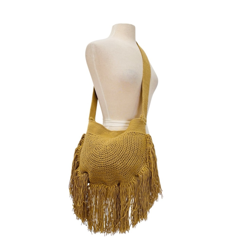 Soraya Hennessy cotton handwoven fringe boho crossbody bag NEW